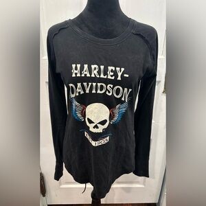 Harley Davidson Of Atlanta Georgia Biker Skull Wings Long Sleeve Shirt Sz Sm